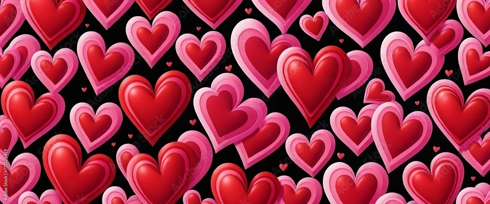 Groovy Red Pink aesthetic ray burst heart vector seamless pattern. Saint Valentine's Day romantic love panorama background. Generative AI Groovy Red Pink aesthetic ray burst heart vector seamless pattern. Saint Valentine's Day romantic love panorama background. Generative AI