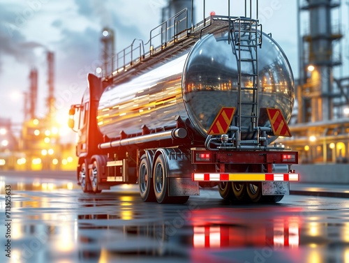 Truck transporting fuel from a refinery.