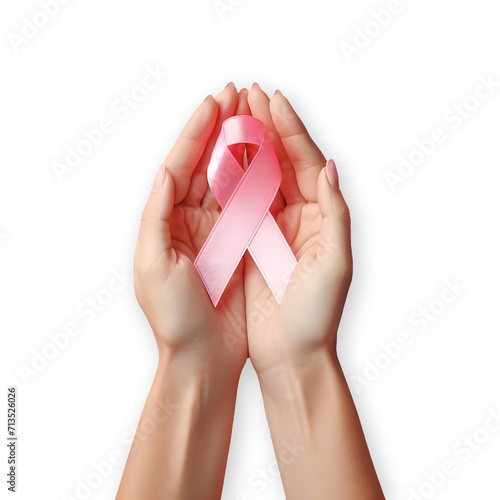 Wallpaper Mural World cancer awareness day concept I am and I will hands of woman holding pink ribbon breast cancer, pink cancer ribbon in hand transparent background Torontodigital.ca