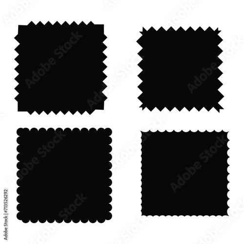 Zigzag edge square, Zig-zag circle collection in black color. sharp and rounded waves edge. Sale and big set of red zig-zag circle sticker, Sale and discount template sticker. Red salelabels isolated.