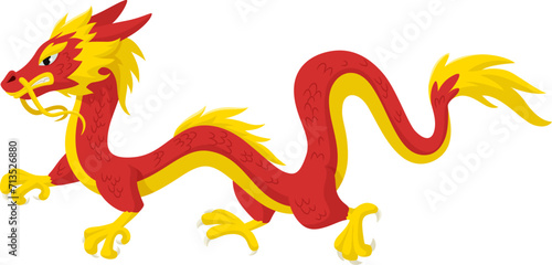 Chinese red dragon is a symbol of the new year. Vector illustration.
