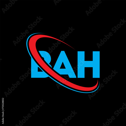 BAH logo. BAH letter. BAH letter logo design. Initials BAH logo linked with circle and uppercase monogram logo. BAH typography for technology, business and real estate brand.