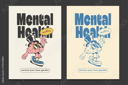 retro 70s posters with positive quotes, vector illustration