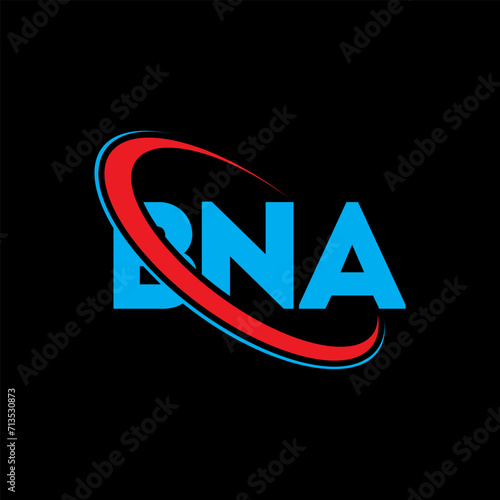 BNA logo. BNA letter. BNA letter logo design. Initials BNA logo linked with circle and uppercase monogram logo. BNA typography for technology, business and real estate brand. photo