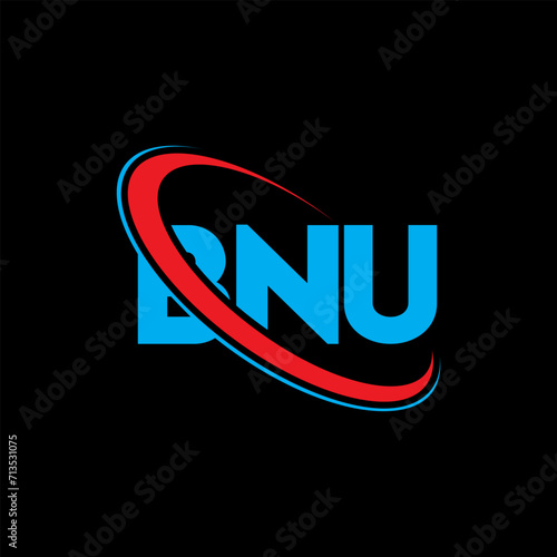 BNU logo. BNU letter. BNU letter logo design. Initials BNU logo linked with circle and uppercase monogram logo. BNU typography for technology, business and real estate brand. photo