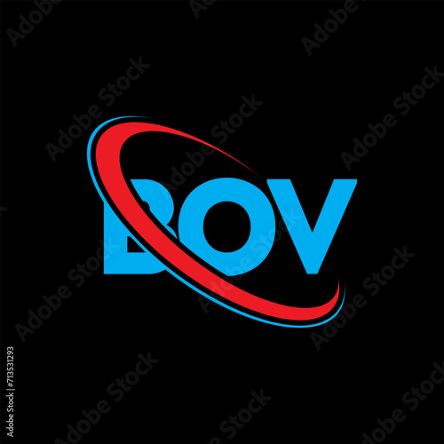 BOV logo. BOV letter. BOV letter logo design. Initials BOV logo linked with circle and uppercase monogram logo. BOV typography for technology, business and real estate brand. photo