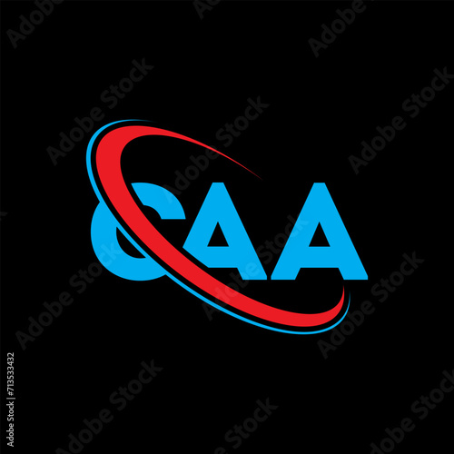 CAA logo. CAA letter. CAA letter logo design. Intitials CAA logo linked with circle and uppercase monogram logo. CAA typography for technology, business and real estate brand. photo