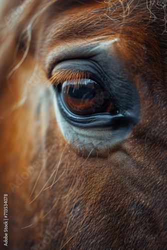A detailed view of a brown horse s eye. Perfect for equestrian enthusiasts or animal lovers.
