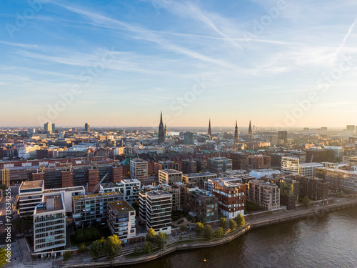 Obraz na płótnie Aerial view of the urban redevelopment project Hafencity in Hamburg w salonie