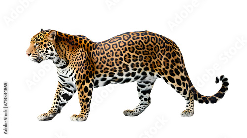 Majestic Leopard Striding On a Pristine White Background