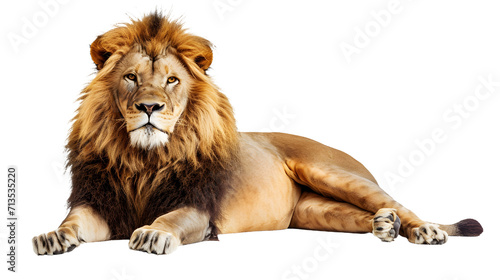 Majestic Lion Resting on White Surface  King of the Jungle Relaxing