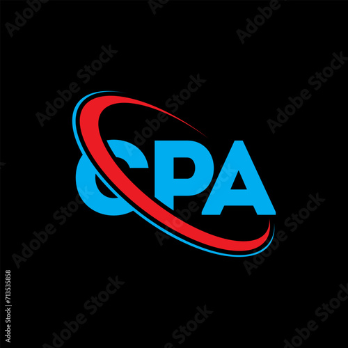 CPA logo. CPA letter. CPA letter logo design. Initials CPA logo linked with circle and uppercase monogram logo. CPA typography for technology, business and real estate brand.