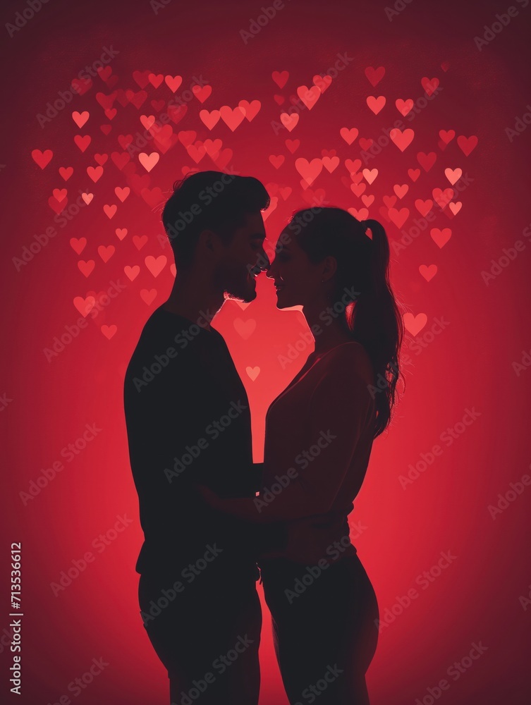 Couple exchanging caresses, in love, Valentine's Day, heart, love