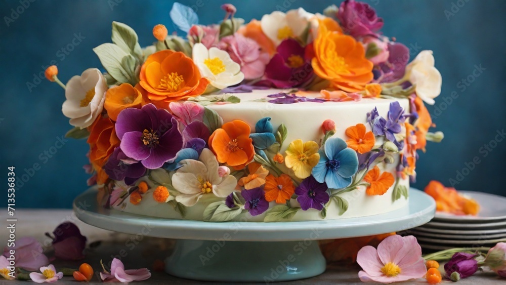 Create an image that highlights the delicate beauty of edible flowers adorning a cake, showcasing their colors, shapes, and placement.
- Generative AI Create an image that highlights the delicate beauty of edible flowers adorning a cake, showcasing their colors, shapes, and placement.
- Generative AI