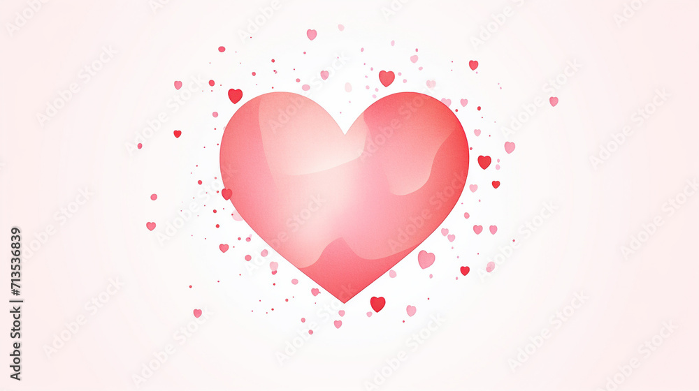 Minimal Red Heart with Pink Confetti, Minimalistic red heart surrounded by pink confetti, AI Generated