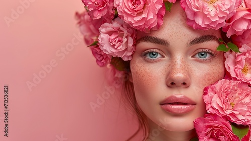 portrait of a girl with flowers, Women's Day