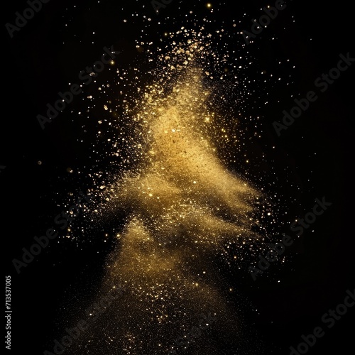 Golden Glitter Explosion: Luxurious Cosmic Dust Burst and Fashionable Glowing Particles
