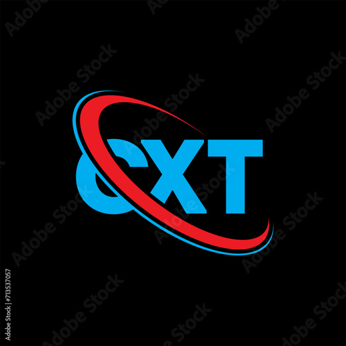 CXT logo. CXT letter. CXT letter logo design. Initials CXT logo linked with circle and uppercase monogram logo. CXT typography for technology, business and real estate brand. photo
