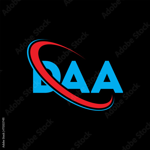 DAA logo. DAA letter. DAA letter logo design. Intitials DAA logo linked with circle and uppercase monogram logo. DAA typography for technology, business and real estate brand.