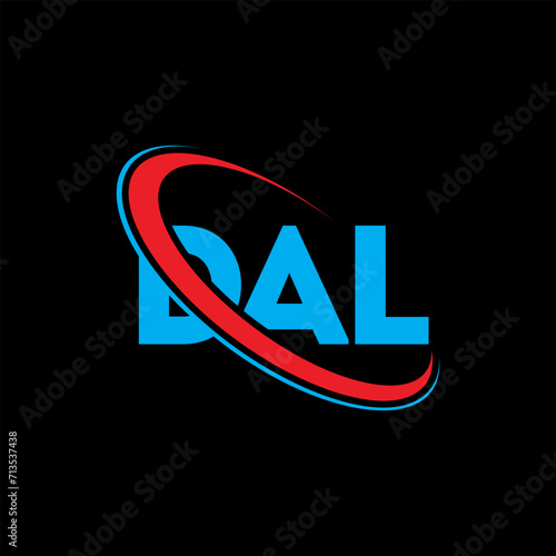 DAL logo. DAL letter. DAL letter logo design. Intitials DAL logo linked with circle and uppercase monogram logo. DAL typography for technology, business and real estate brand.