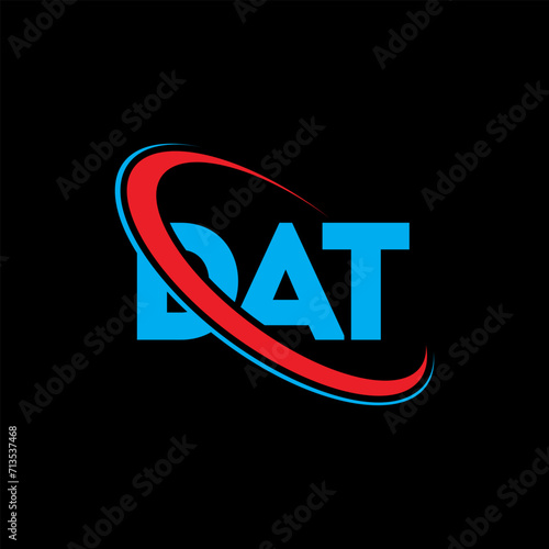 DAT logo. DAT letter. DAT letter logo design. Intitials DAT logo linked with circle and uppercase monogram logo. DAT typography for technology, business and real estate brand.