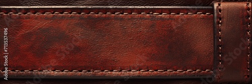 Vintage Leather Background with Stitched Seam and Belt Detail photo