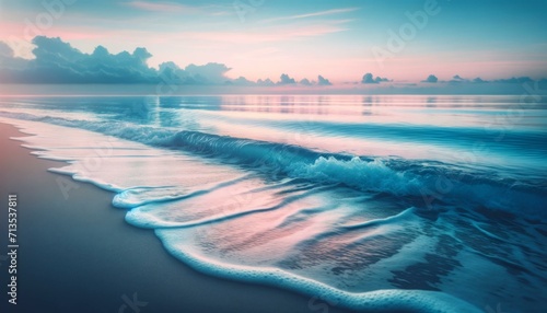 Serene Beach Sunrise, Tranquil Morning Seascape