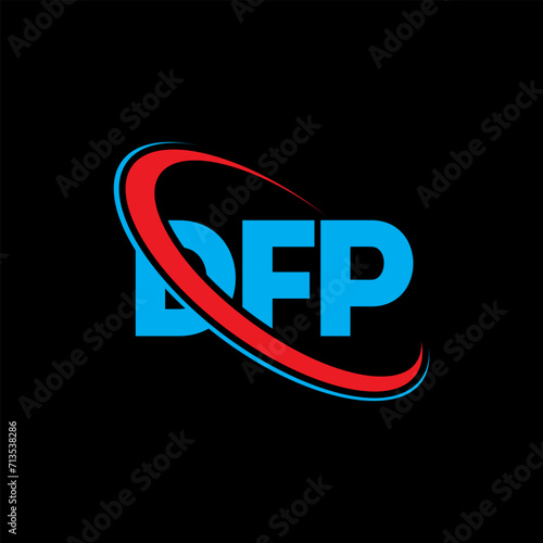 DFP logo. DFP letter. DFP letter logo design. Initials DFP logo linked with circle and uppercase monogram logo. DFP typography for technology, business and real estate brand.