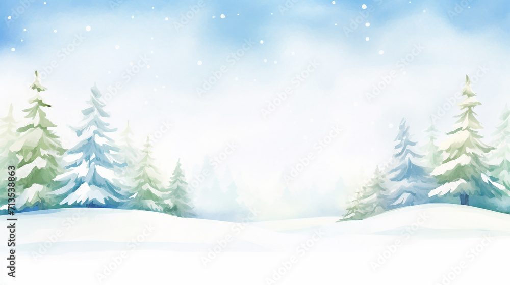 Snow, Cartoon drawing, Water color style, AI Generated
