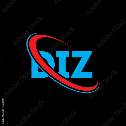 DIZ logo. DIZ letter. DIZ letter logo design. Initials DIZ logo linked with circle and uppercase monogram logo. DIZ typography for technology, business and real estate brand. photo