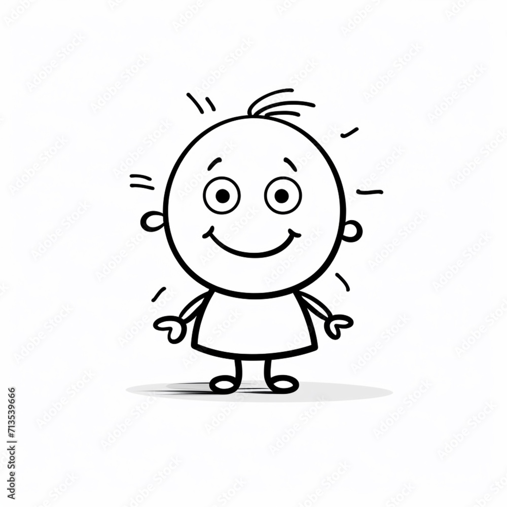 Happy drawing cartoon sketch white background image