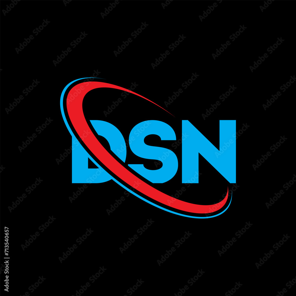 DSN logo. DSN letter. DSN letter logo design. Initials DSN logo linked with circle and uppercase monogram logo. DSN typography for technology, business and real estate brand.