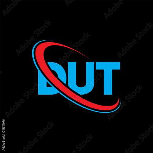 DUT logo. DUT letter. DUT letter logo design. Initials DUT logo linked with circle and uppercase monogram logo. DUT typography for technology, business and real estate brand. photo