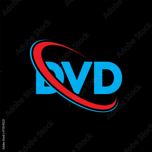 DVD logo. DVD letter. DVD letter logo design. Initials DVD logo linked with circle and uppercase monogram logo. DVD typography for technology, business and real estate brand.