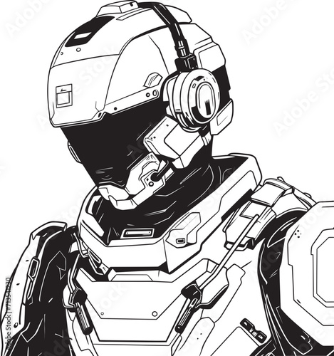 Neon War Sentinel Futuristic Recon Soldier Logo Techno Tactical Electric Enforcer Insignia