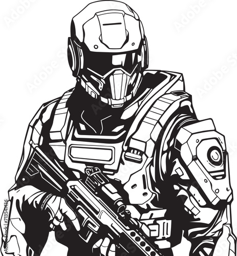 Virtual Vigilante Electric Enforcer Vector Logo Pixel Paragon Neon Bio Sync Soldier Emblem