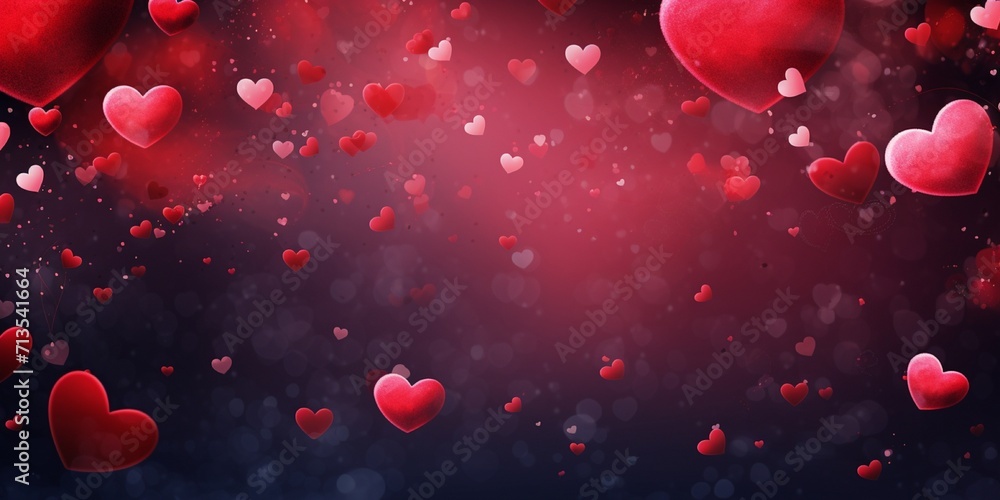 red background with hearts, Generative Ai