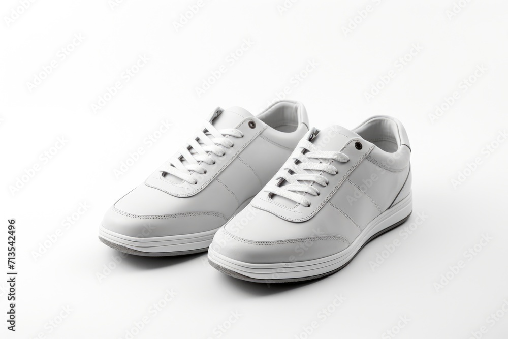 Modern Casual Shoes for Men. Isolated White Background with Leather Sneaker Footwear in Casual