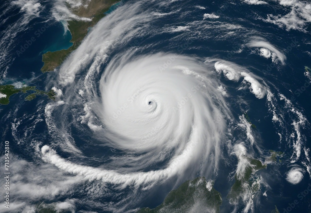 Hurricane Florence over Atlantics Satellite view Super typhoon over the ocean The eye of the hurrica Hurricane Florence over Atlantics Satellite view Super typhoon over the ocean The eye of the hurrica