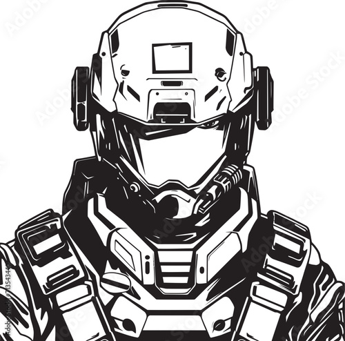 Cybernetic Commando Futuristic Warrior Emblem Design Tactical Technophile Iconic Vector Logo for Cyber Warriors