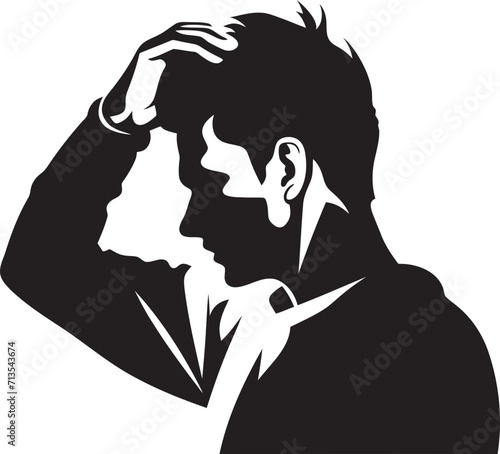 Thought Turmoil Vector Icon of a Perplexed Mind Bewildered Brainwaves Depressed Soul Emblem Design