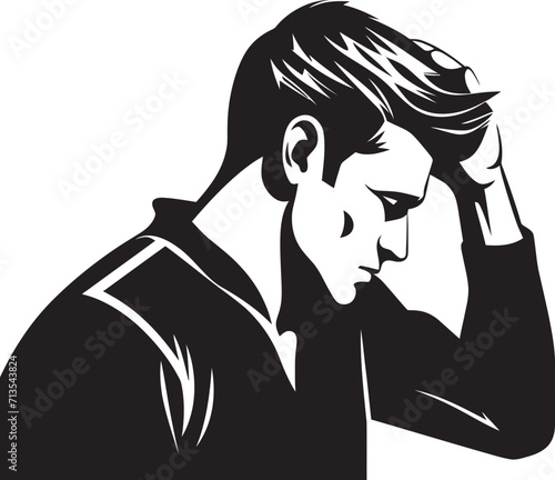 Mind Meltdown Vector Logo of a Desperate Soul Perplexity Portrait Emblem of a Head scratching Persona