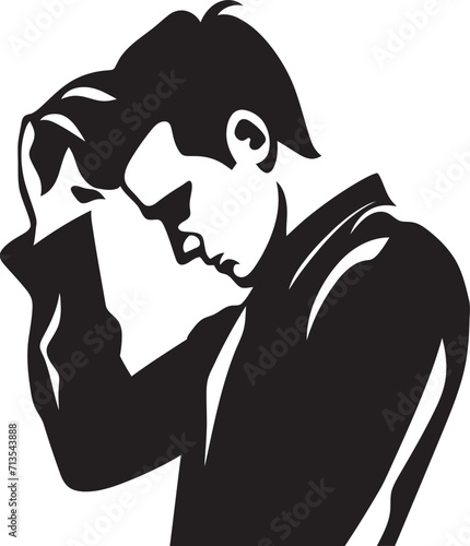 Puzzle of Pensive Emblem of a Perplexed Soul Labyrinth of Languish Scratching Head Vector Design