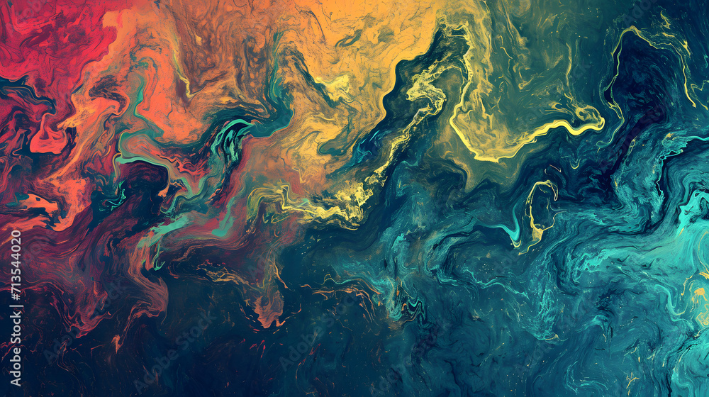 Fototapeta premium Vibrant Abstract Painting of Diverse Colors and Shapes