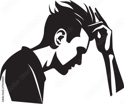 Perplexed Puzzle Vector Icon of a Desperate Soul Bewildering Blues Depressed Man Emblem