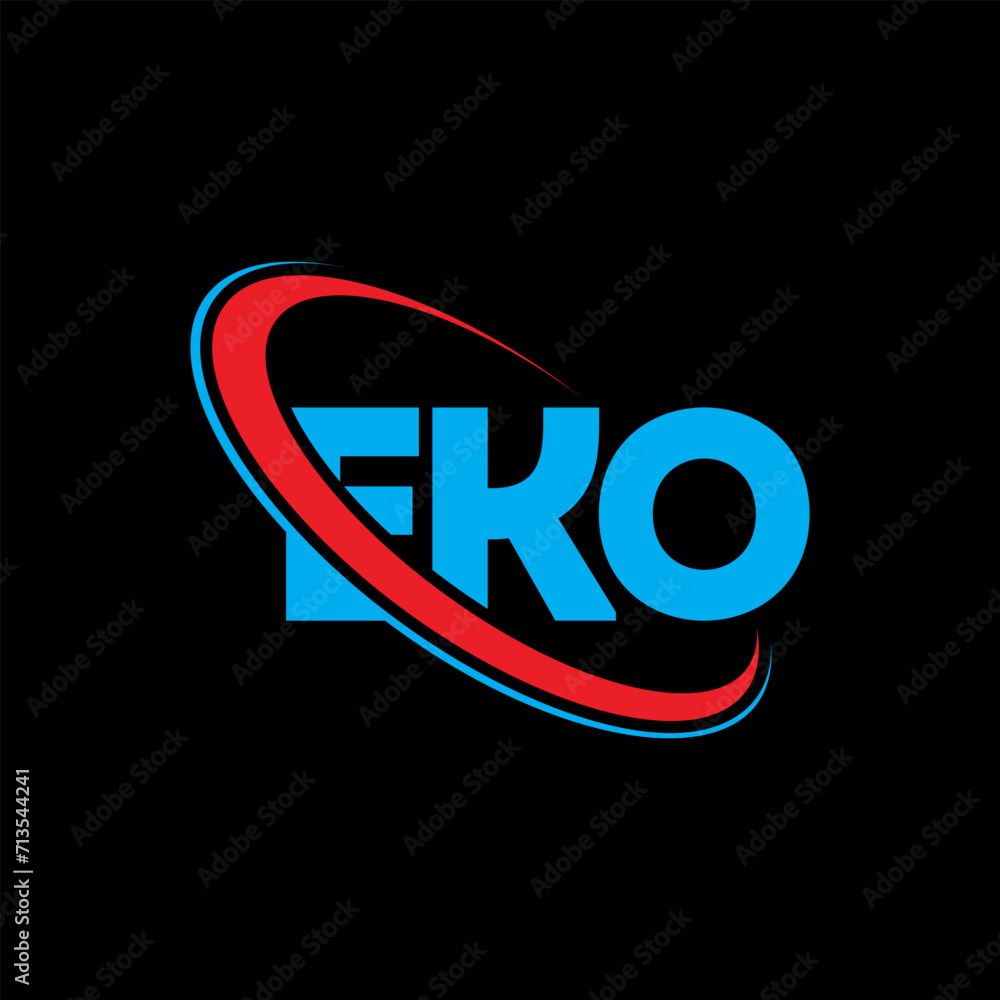 EKO logo. EKO letter. EKO letter logo design. Initials EKO logo linked with circle and uppercase monogram logo. EKO typography for technology, business and real estate brand. - obrazy, fototapety, plakaty 