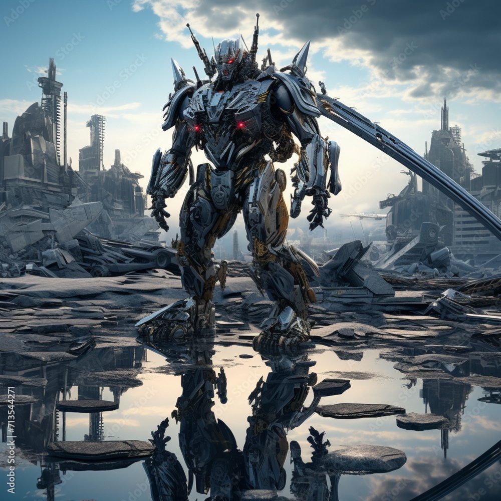 Large robot equipped with all kinds wea AI Generated pictures Large robot equipped with all kinds wea AI Generated pictures