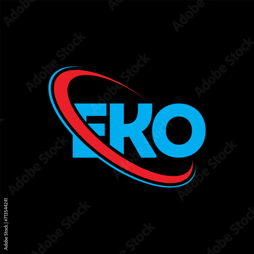 EKO logo. EKO letter. EKO letter logo design. Initials EKO logo linked with circle and uppercase monogram logo. EKO typography for technology, business and real estate brand.