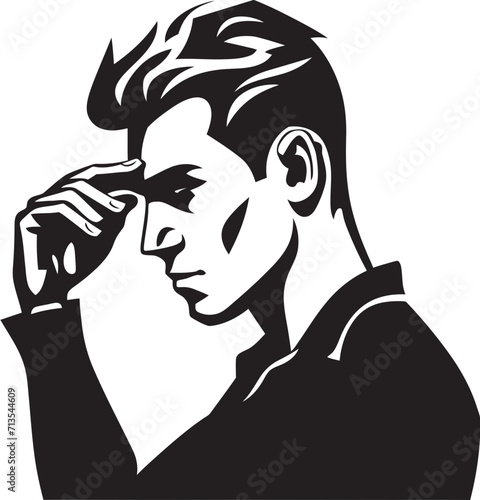 Emotional Enigma Vector Icon of a Troubled Mind Perplexed Portrait Depressed Soul Emblem