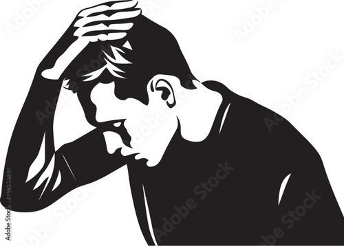 Labyrinth of Lament Scratching Head Icon Design Confused Canvas Depressed Man Logo in Vector